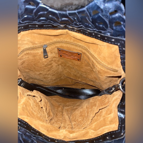 Patricia Nash Black Leather Chain Floral Handbag - Picture 4 of 4